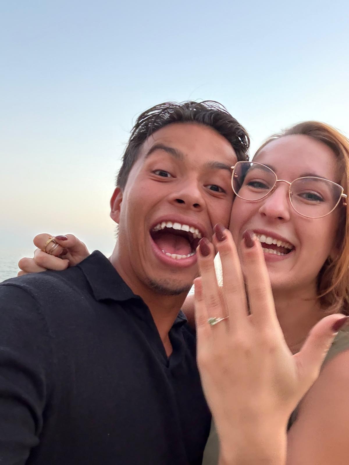 He popped the question, and she said yes!
